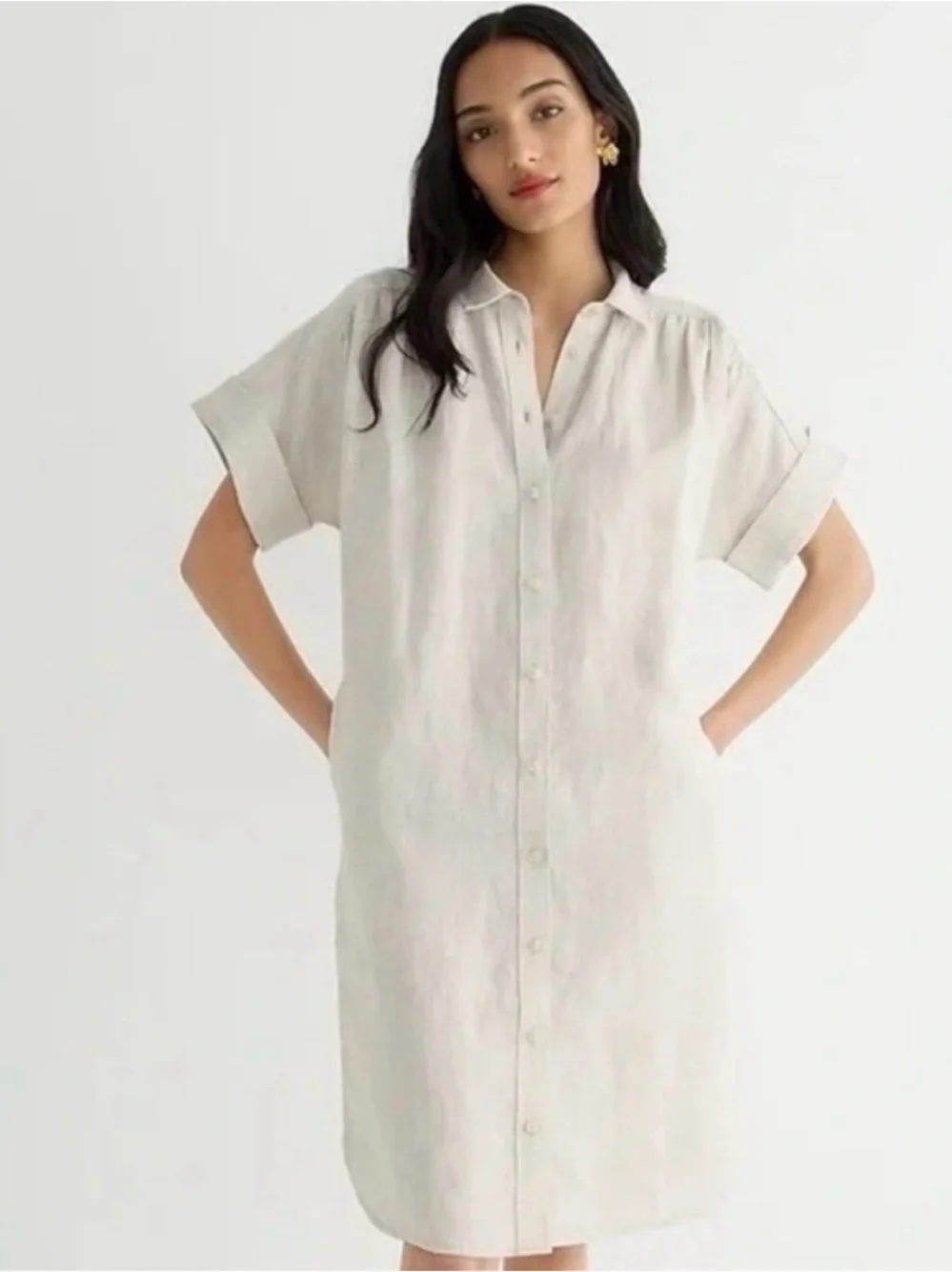 J.Crew Relaxed-Fit Short-Sleeve Baird McNutt Irish Linen Shirtdress